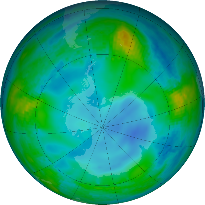 Antarctic ozone map for 08 June 2003